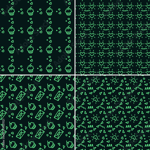 Vector heart pattern set. St Valentine design elements.