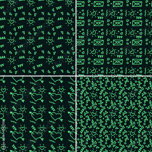 Vector heart pattern set. St Valentine design elements.