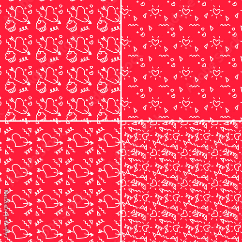 Vector heart pattern set. St Valentine design elements.