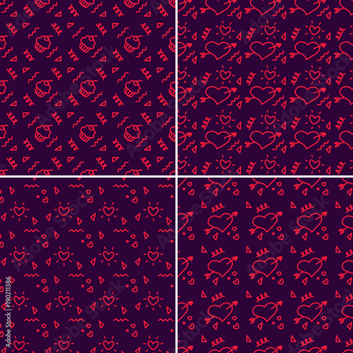 Vector heart pattern set. St Valentine design elements.