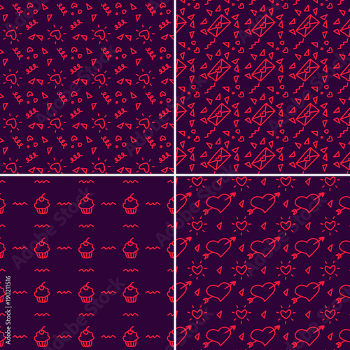 Vector heart pattern set. St Valentine design elements.