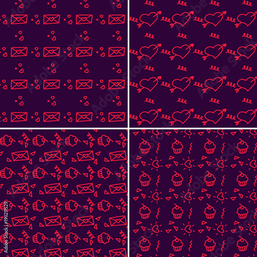 Vector heart pattern set. St Valentine design elements.