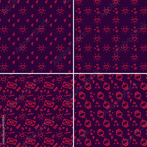 Vector heart pattern set. St Valentine design elements.