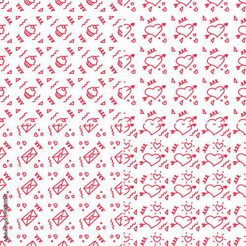 Vector heart pattern set. St Valentine design elements.