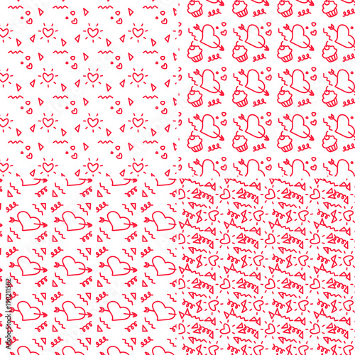 Vector heart pattern set. St Valentine design elements.