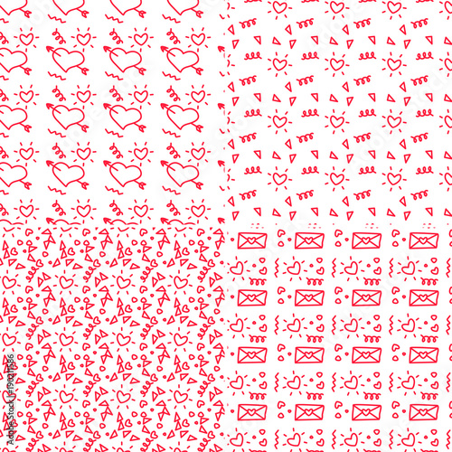 Vector heart pattern set. St Valentine design elements.