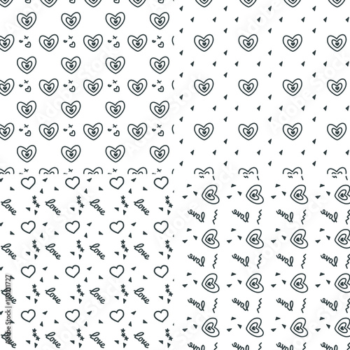 Vector heart pattern set. St Valentine design elements.