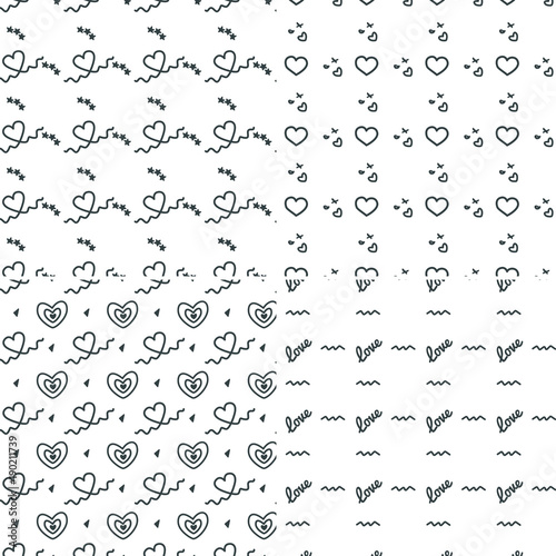 Vector heart pattern set. St Valentine design elements.