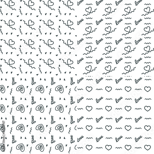 Vector heart pattern set. St Valentine design elements.