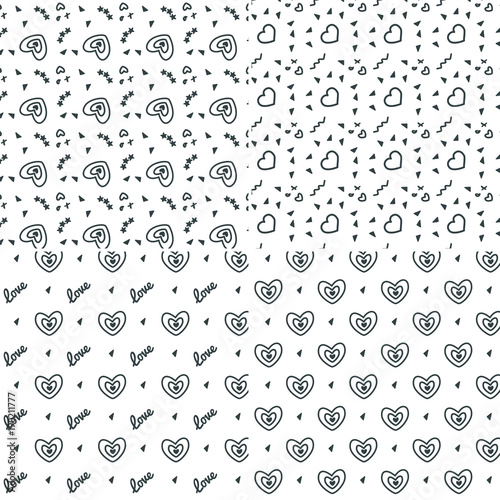 Vector heart pattern set. St Valentine design elements.