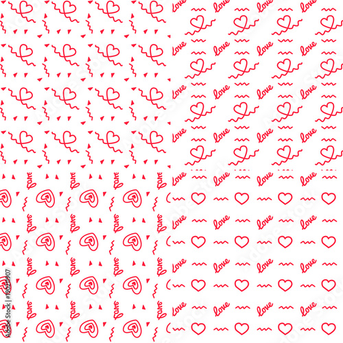 Vector heart pattern set. St Valentine design elements.