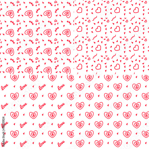 Vector heart pattern set. St Valentine design elements.
