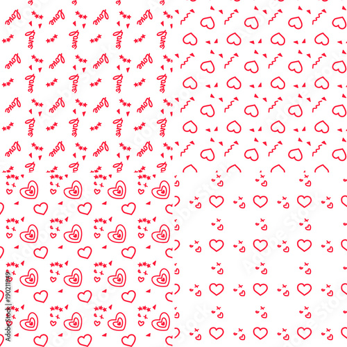 Vector heart pattern set. St Valentine design elements.