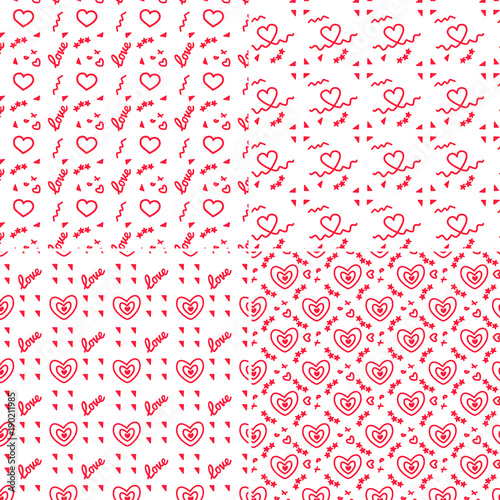 Vector heart pattern set. St Valentine design elements.