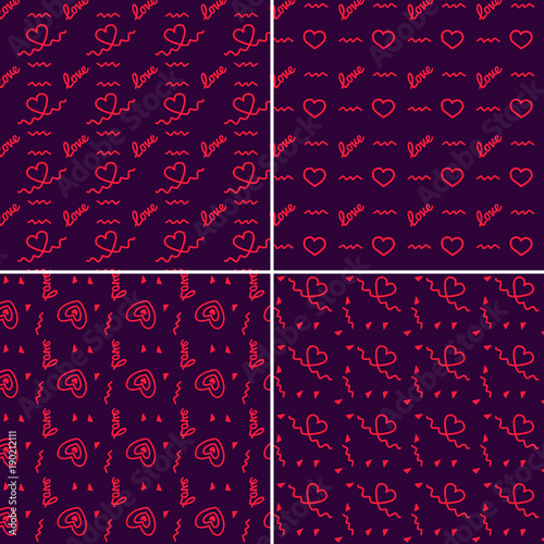 Vector heart pattern set. St Valentine design elements.