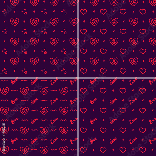 Vector heart pattern set. St Valentine design elements.
