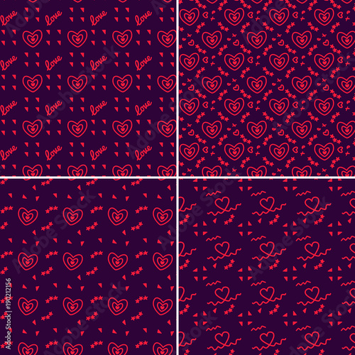 Vector heart pattern set. St Valentine design elements.