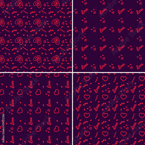 Vector heart pattern set. St Valentine design elements.