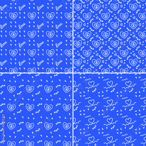 Vector heart pattern set. St Valentine design elements.