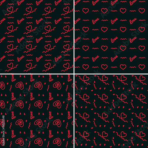 Vector heart pattern set. St Valentine design elements.