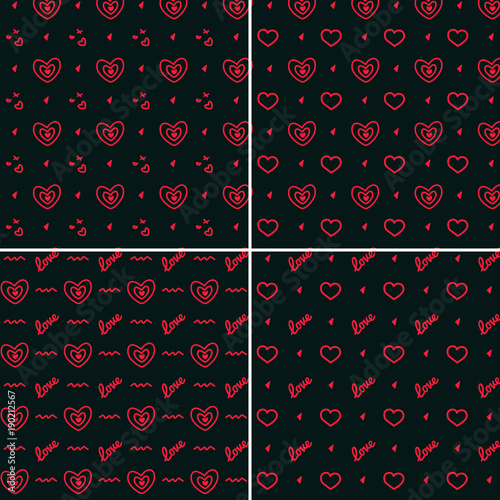 Vector heart pattern set. St Valentine design elements.