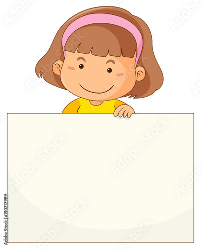 Little girl and blank paper