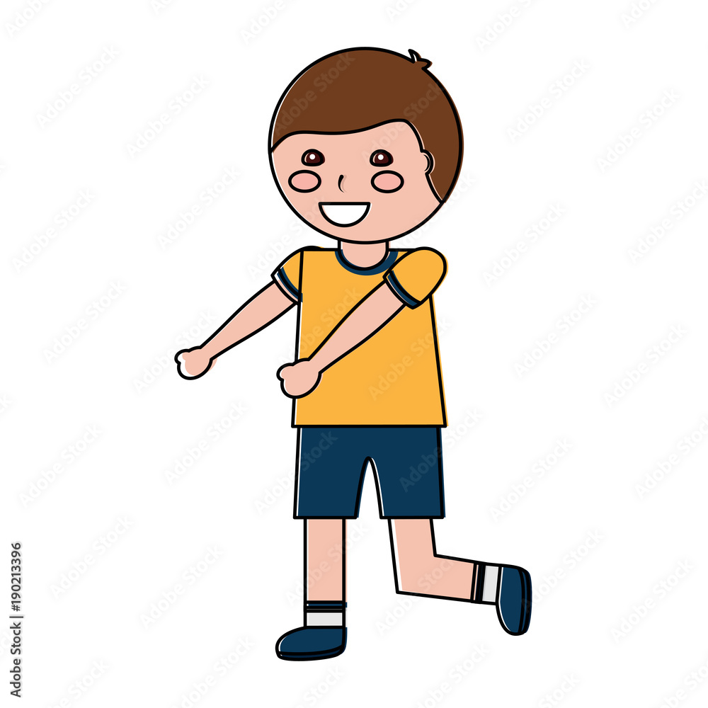 happy cartoon boy young character portrait vector illustration