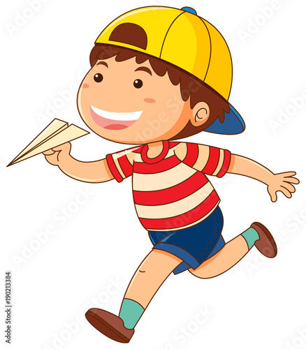 Little boy with paper airplane