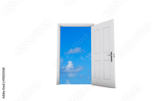 Open door view view to blue sky. 3D Rendering
