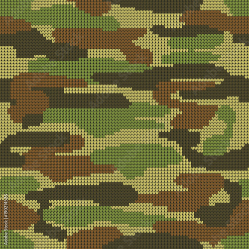 Abstract Knitting Seamless Texture. Military Decorative Camouflage Pattern Background. Vector Illustration.