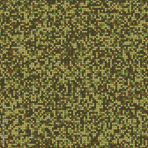 Melange Knitting Seamless Texture. Military Decorative Camouflage Pattern Background. Vector Illustration.