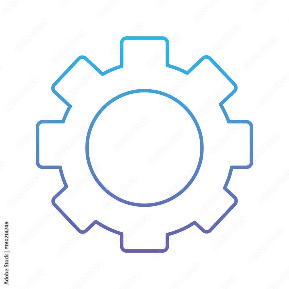 gear setting wheel technology icon vector illustration blue and purple line design