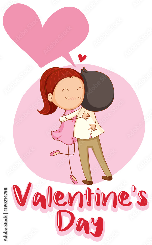 Valentine card template with couple hugging Valentine card template with couple hugging