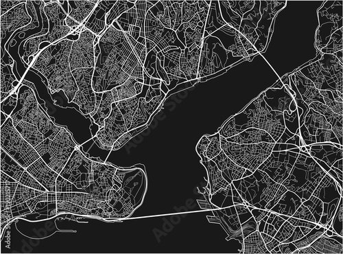 Black and white vector city map of Istanbul with well organized separated layers.