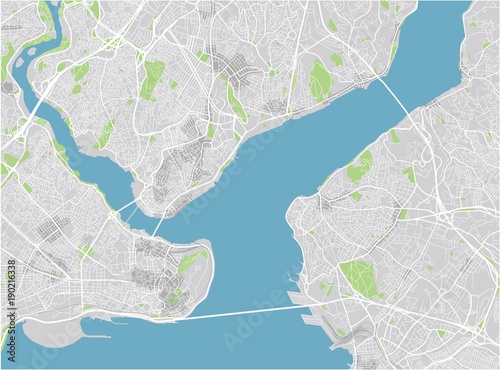 Obraz na płótnie Vector city map of Istanbul with well organized separated layers.