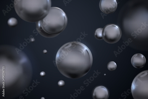 Abstract background with glossy black spheres.