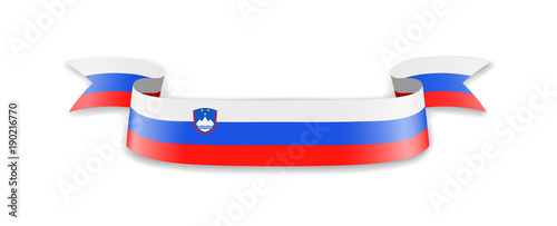 Slovenia flag in the form of wave ribbon. Vector illustration.