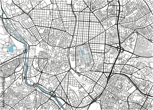 Fototapeta Black and white vector city map of Madrid with well organized separated layers