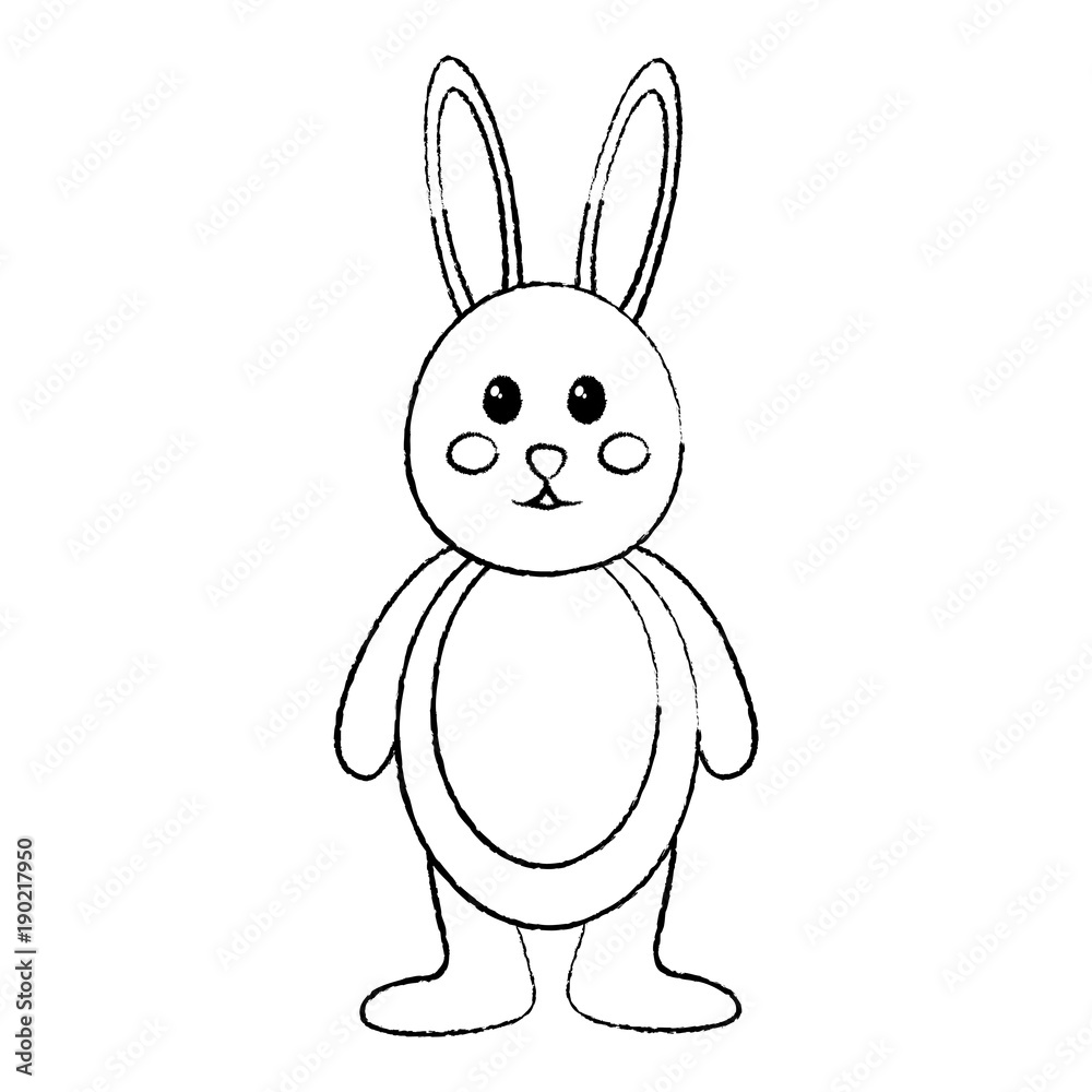 Fototapeta premium cute standing little bunny adorable cartoon vector illustration
