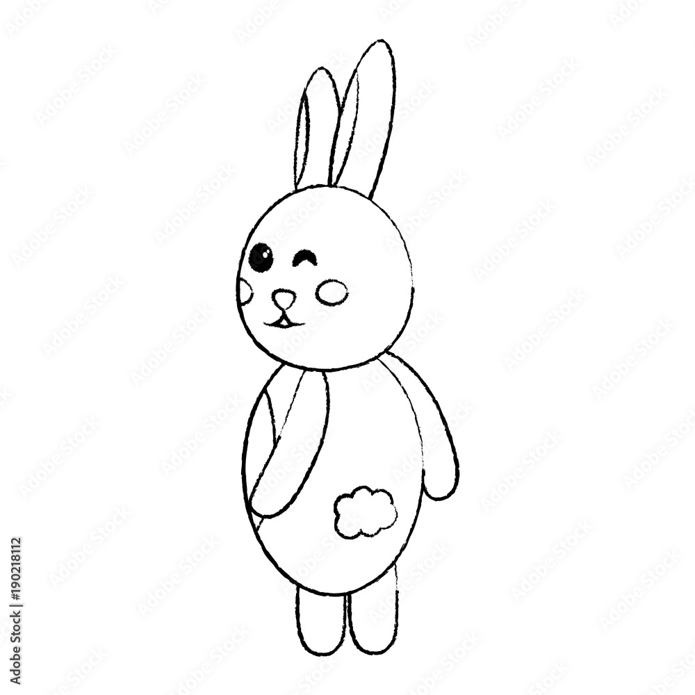 Fototapeta premium cute rabbit eye winking standing back vector illustration