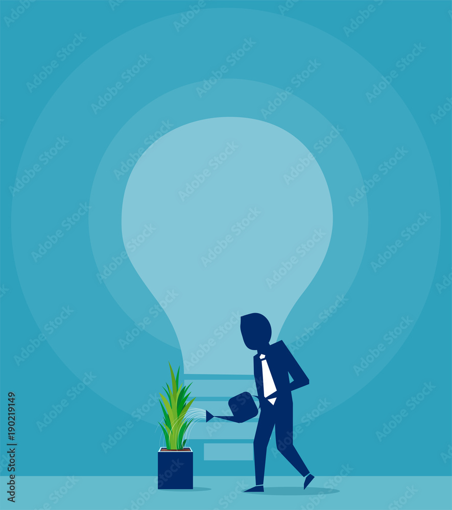 Business man cultivating new idea Business man cultivating new idea