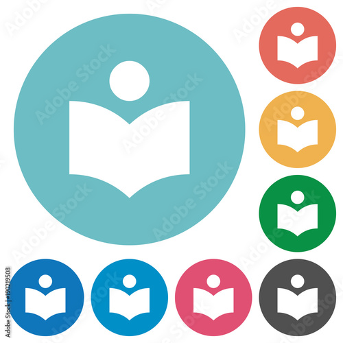Library flat round icons