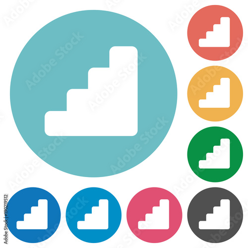 Stairs flat round icons