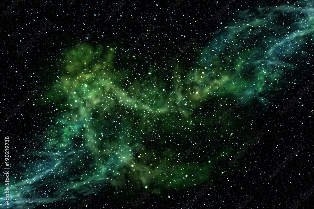 Naklejka premium Beautiful space nebula. Digital illustration. 