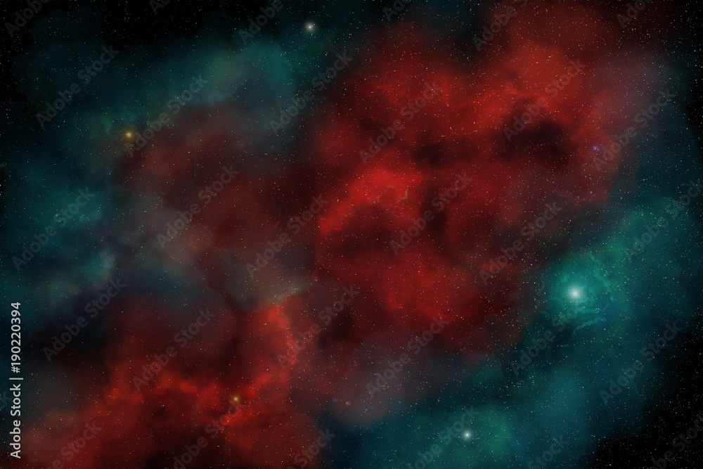 Obraz premium Red space star nebula in Space Background. Digital painting. 