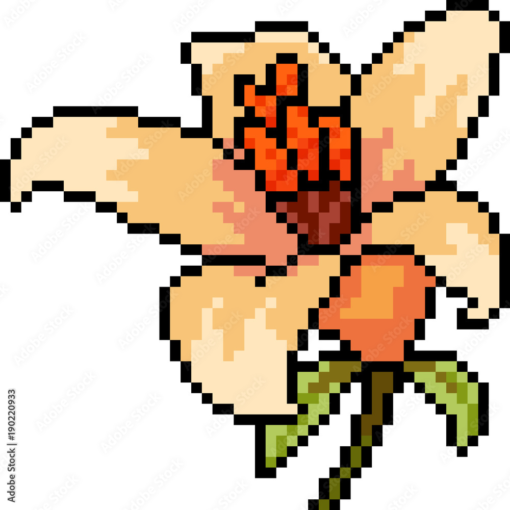 Obraz premium vector pixel art flower bloom