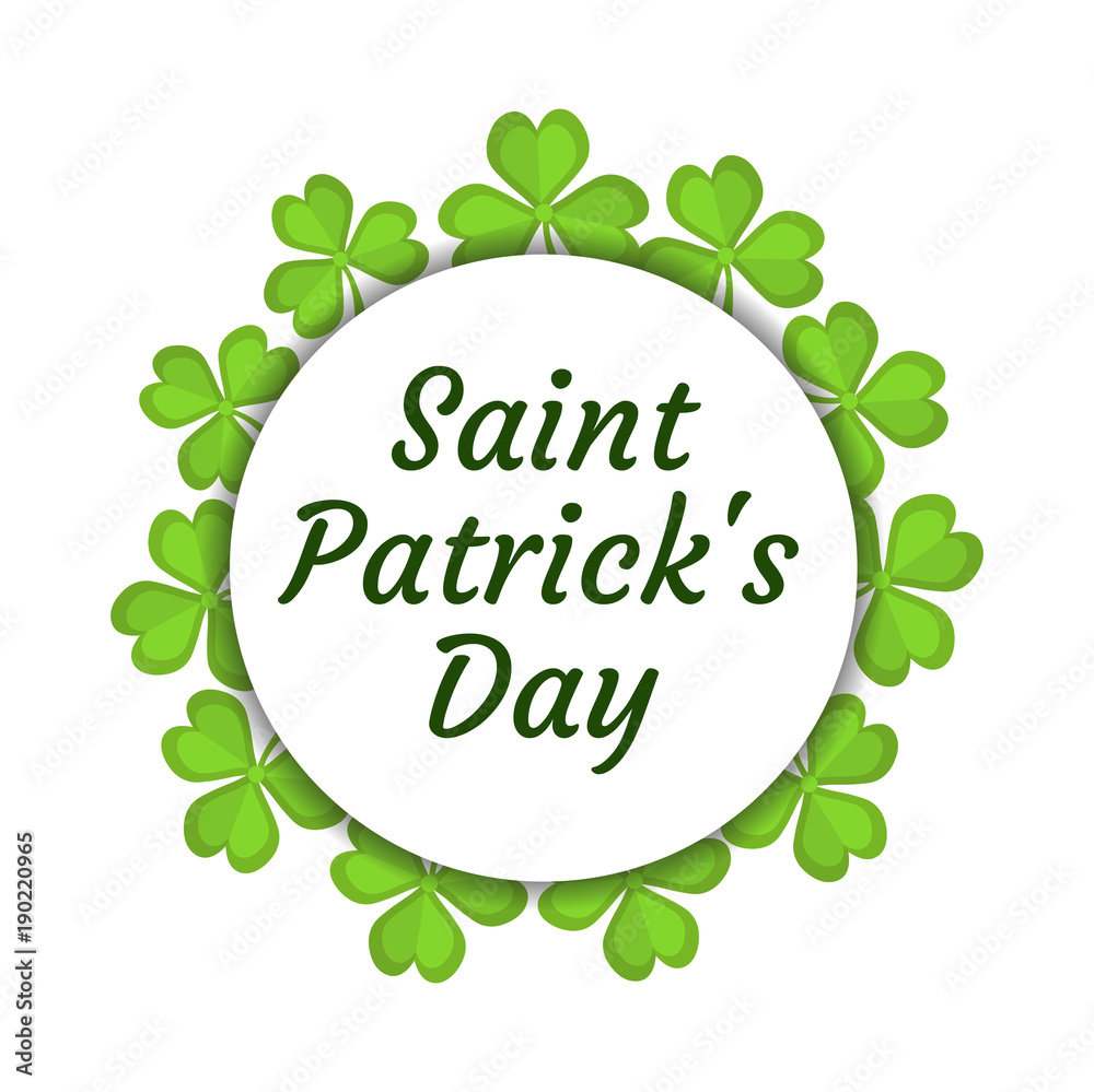 St. Patrick's Day frame with shamrock, clover. Isolated on white background. Vector illustration St. Patrick's Day frame with shamrock, clover. Isolated on white background. Vector illustration