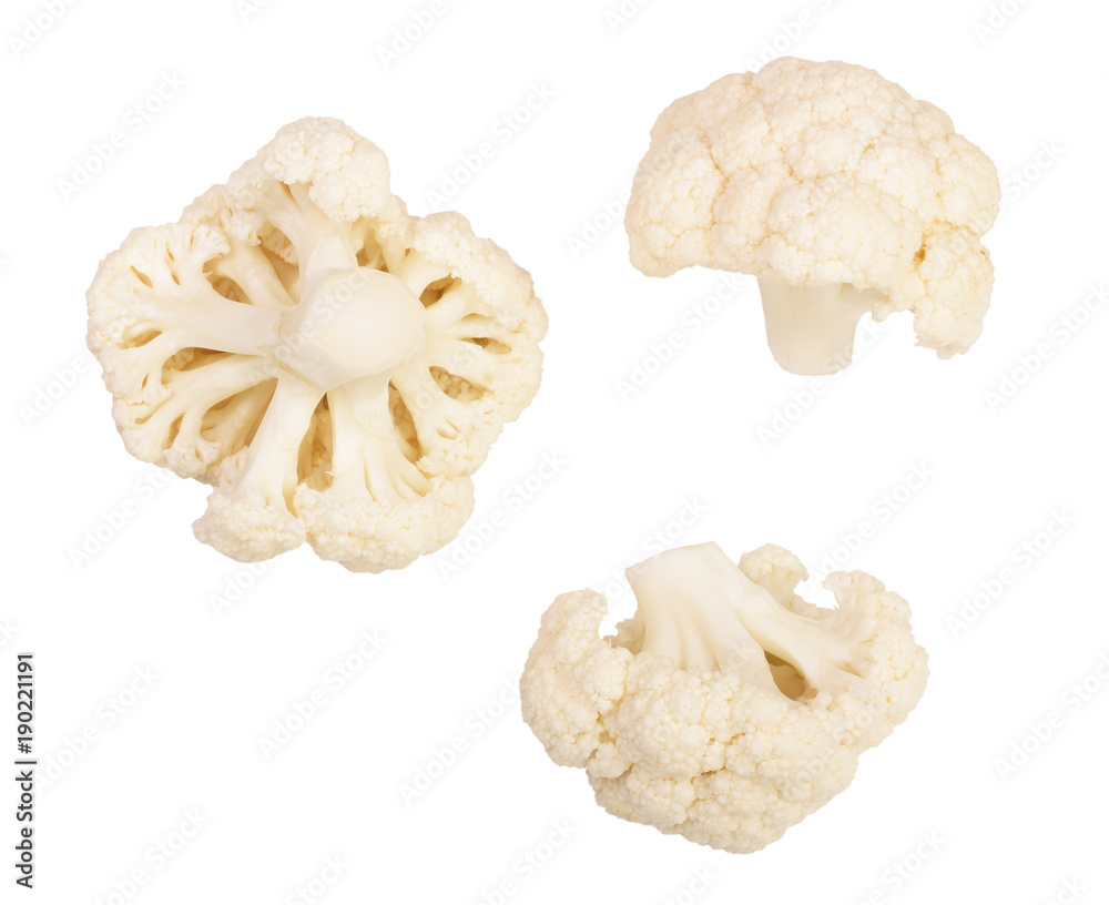 Piece of cauliflower isolated on white background macro. With clipping path Piece of cauliflower isolated on white background macro. With clipping path