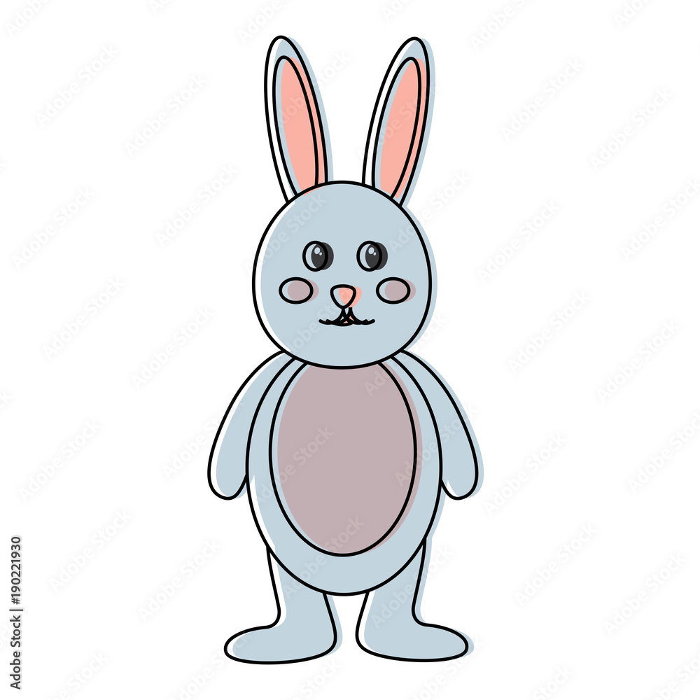 Obraz premium cute standing little bunny adorable cartoon vector illustration