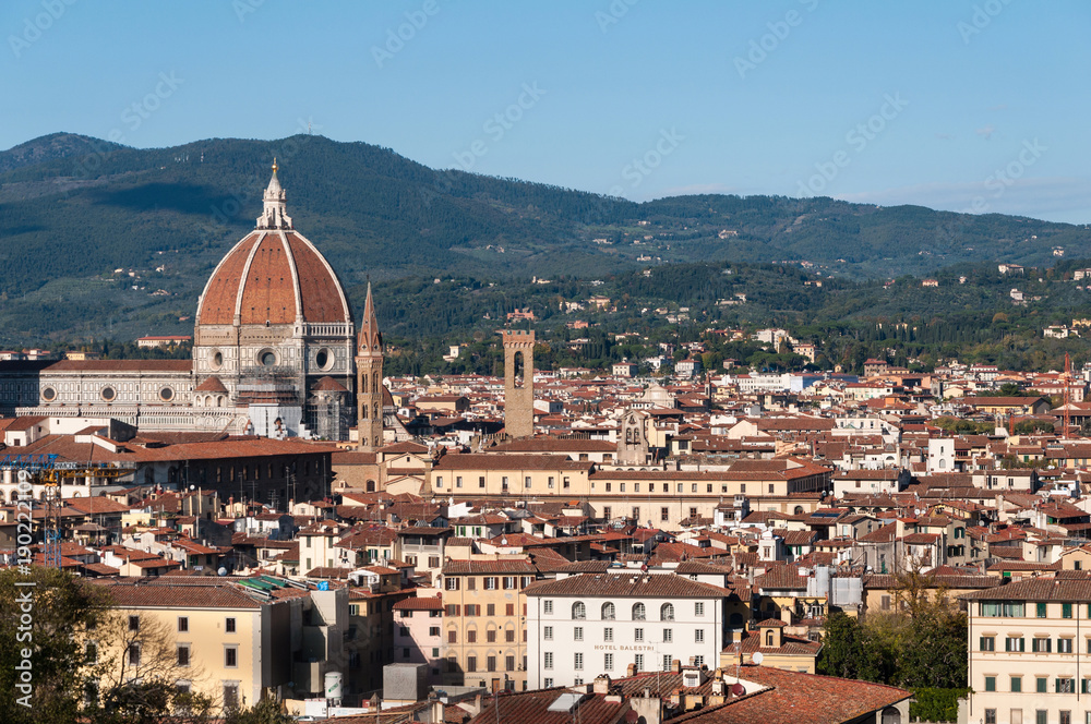 Beautiful panoramic view of the Cathedral of Santa Maria del Fiore in Florence